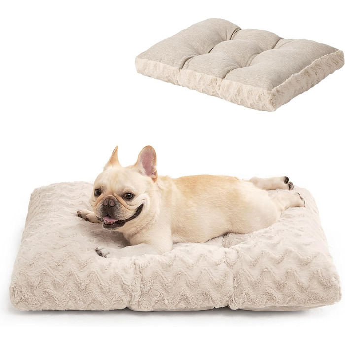 Килимок для собак великих порід EHEYCIGA, 104x68 см, XL, штучне хутро та льон, двосторонній, бежевий