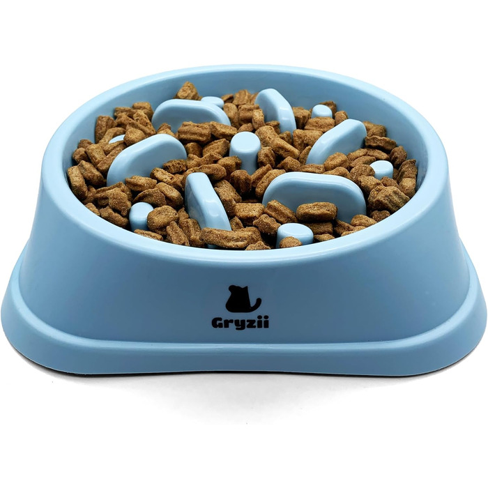 Миска для собак великих порід, Slow Feeder, антишвидке поглинання, для здорового харчування, проти блювоти, нековзна, блакитна