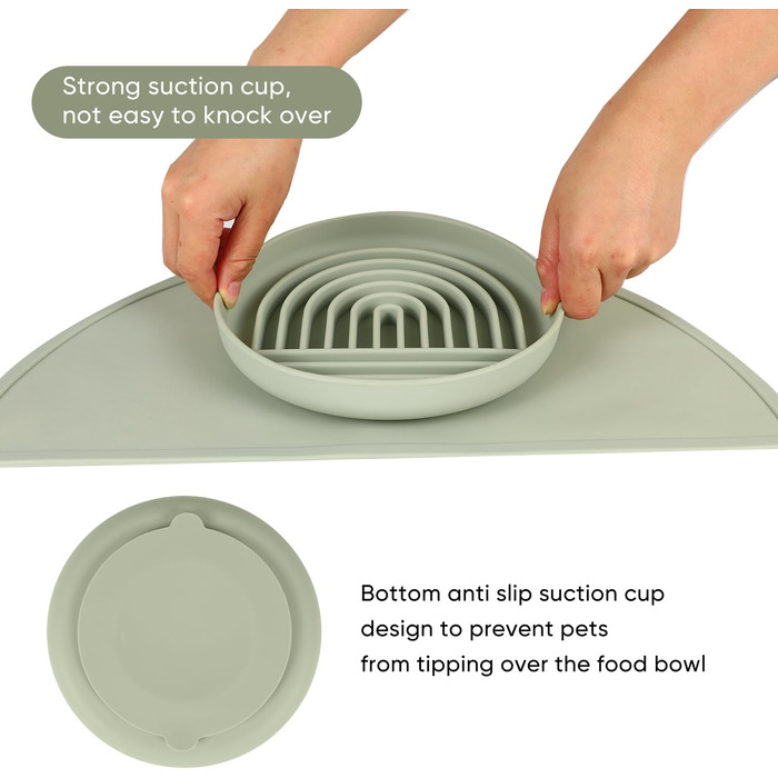 Силіконова миска для собак Slow Food, анти-нудотна миска, нековзна миска, силіконова миска для тварин (зелена)