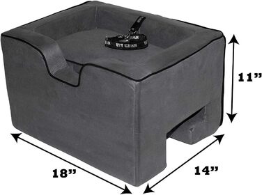 Автокрісло Pet Gear Lookout Booster для собак, сірого кольору, з м'яким кріслом та страхувальним тросом. Легке встановлення без інструментів.