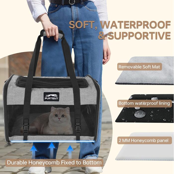 Трансформер для котів та собак на 2 тварин, сірий, 50,8 x 33 x 20 x 13 см, для подорожей та дому