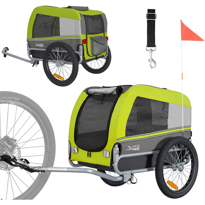 Причіп для собак Tiggo VS Pets M - велосипедний причіп для собак, 80201 (зелений)