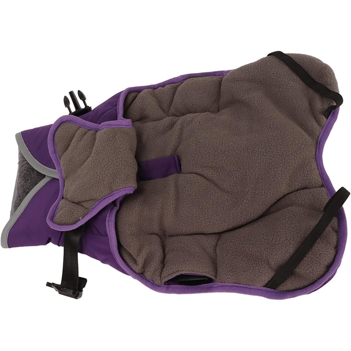 Зимова куртка для собак з відбиваючими елементами, регульована, тепла, з коміром-стійкою, для малих, середніх та великих собак (фіолетова, XXL)