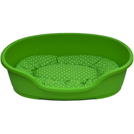 Корзина для собак Adena 71x48 см, зелена + подушка в горошок, зелена (92x61x26 см)