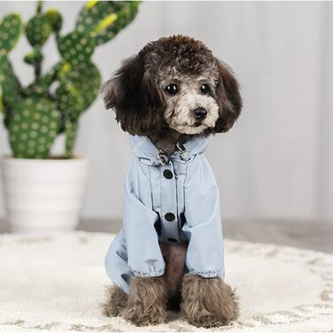 Водонепроникний дощовик для собак з капюшоном, для цуценят та собак середніх розмірів, з відбиваючими смугами, легкий дощовик XL блакитного кольору