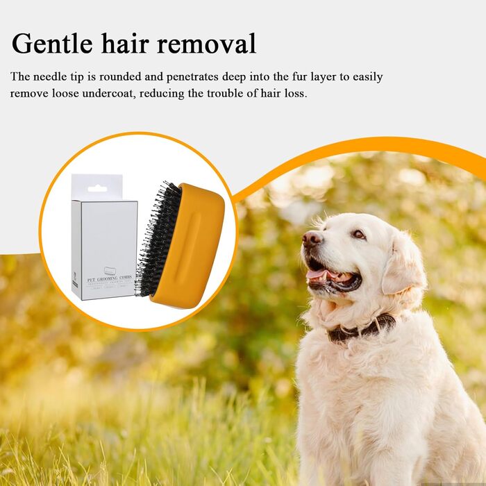 Щітка для собак та котів під час линьки, проти випадання шерсті - аксесуари для догляду за довгошерстими котами та цуценятами, собаками. Щоденний догляд вдома, на вулиці та під час купання. Жовта