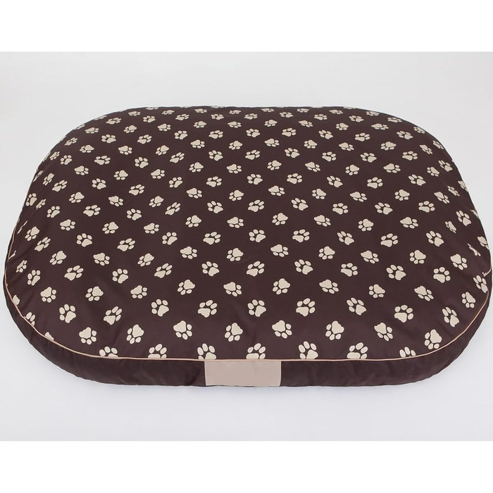 Кругла лежанка для собак Oval - водонепроникна, м'яка, для будь-яких порід, 70x50x15 см (XL 108x85x15 см), коричнева з лапами
