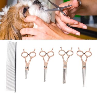 Набір професійних ножиць для грумінгу собак, 5 шт., з нержавіючої сталі, безпечні, для собак, котів та інших тварин