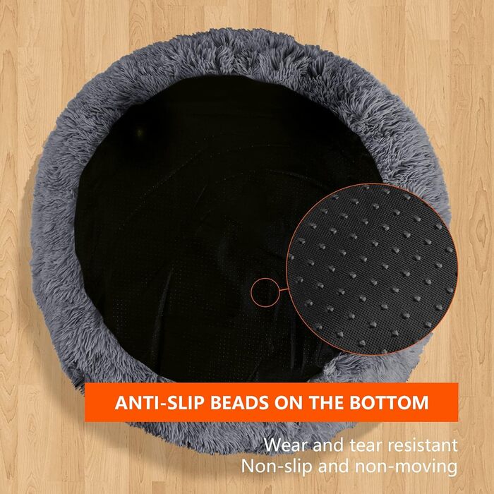 OKPOW Кругле ліжко для собак та котів: м'яке, антистресове, Ø60 см, темно-сірий (M)