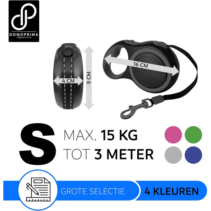 Нашийник для собак Domoprima: міцний, безпечний, з відбиваючим рефлектором, розміри S, M, кольори: сірий, блакитний, зелений, рожевий