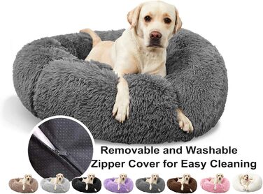 Кругле ліжко для собак та котів, Deluxe, сірий колір, Ø 60 см, зручне та миється