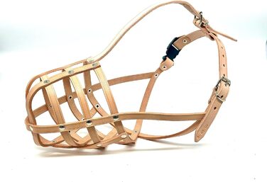 Шкіряна нашоломка для Бультер'єрів та собак з короткою мордою L&J Pets (BT0, Natural)