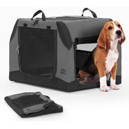 PETSFIT Кія для собак, переноска для автомобіля та дому, складна, сіра, 76x50x48 см
