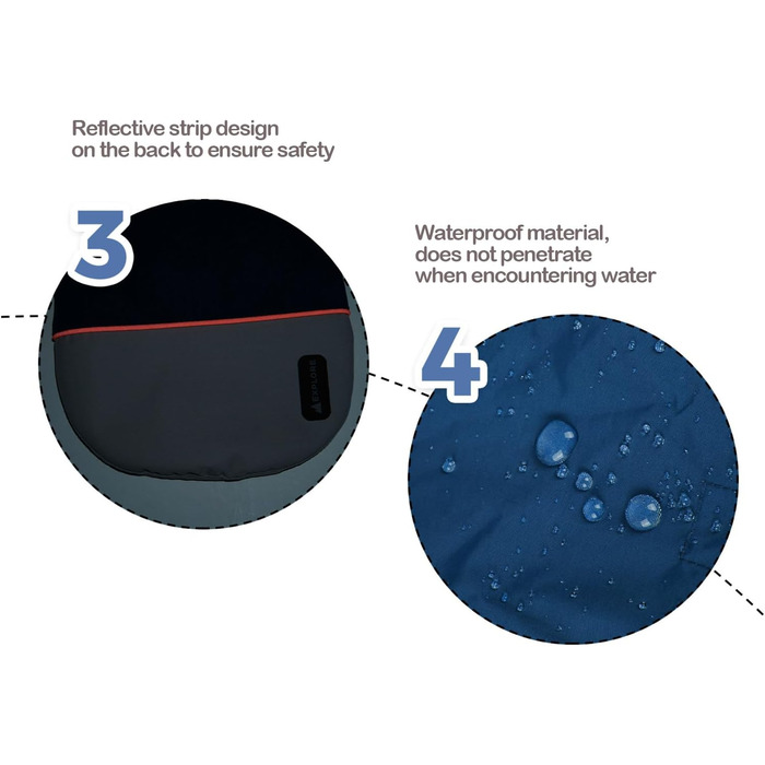 Водонепроникний дощовик для собак BPS з капюшоном та кишенею, 100% поліестер, M, Синій, BPS-9701AZ (M, 16183 Red)