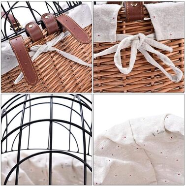 Плетенний велосипедний кошик для собак з металевим ґратом, кошик для перевезення тварин на багажник велосипеда, плетений кошик для собак