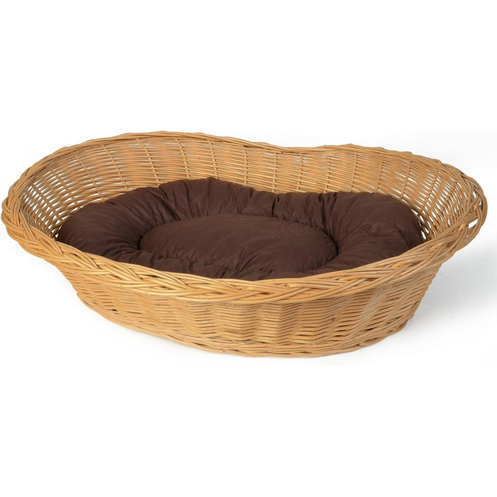 Корзина для собак Weidenprofi з подушкою, плетені корзини для тварин з лози, розмір вибирається (ДxШxВ): 62 x 43 x 12-22 см, 72 x 51 x 14-24 см, 82 x 61 x 16-26 см