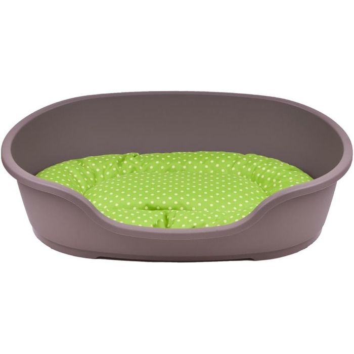 Корзина для собак Adena, 58 x 38 см, бежева + подушка з принтами, 58 x 38 x 20 см