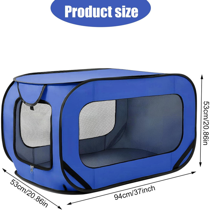 Транспортна переноска для собак та котів, складана Pop-Up, 94x53x53 см, блакитна