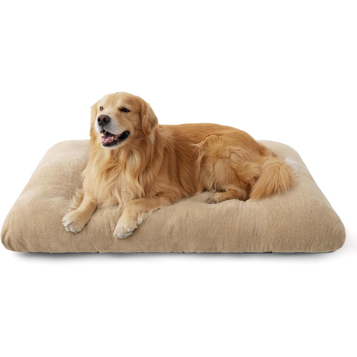 Килимок для собак BEDSURE XL - великий лежак для собак з неслизьким дном, антистресовий, 104x69x8 см (119x74x8 см), верблюжий колір