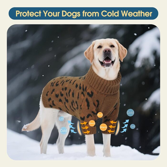 Теплий в'язаний пуловер для собак середніх та великих порід ROZKITCH, розмір L (довжина спини 40 см), колір хакі