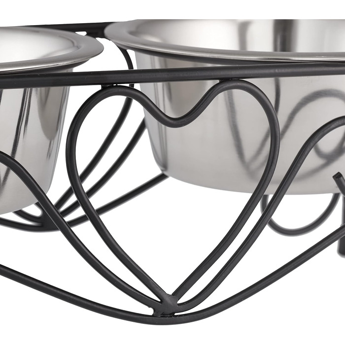 Набір мисок для собак Relaxdays з підставкою: 2 миски з нержавіючої сталі, 800 мл (чорний/сріблястий)