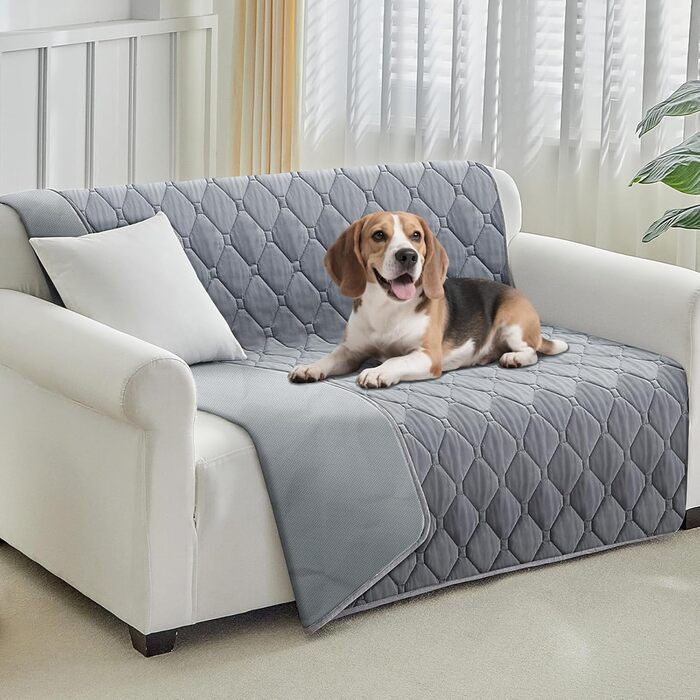 Водонепроникний плед для собак Lekereise 157x208 см – 100% поглинаючий та захист від протікання, м'який антиковзний плед для захисту дивану, ліжка та авто – миючий килимок для собак та котів (Сірий, 137 x 208 см)