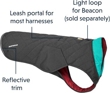 RUFFWEAR Stumptown куртка для собак, утеплена і зносостійка, сіра, розмір S