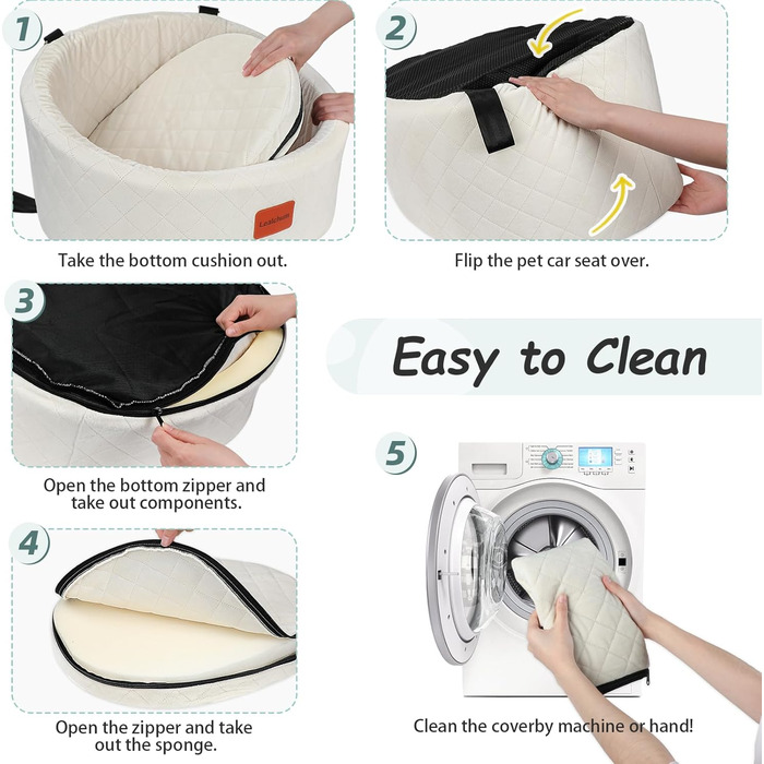 Зручний автокрісло для собак з кріпленням, автоліжко для тварин з неслизьким дном (Бежевий, Small)