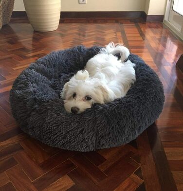 Кімната-лежанка для тварин у формі пончика, лежанка для собак та котів, гніздо для домашніх тварин, м'яке ліжко для котів та маленьких собак, спальний мішок для тварин - 70 см, темно-сірий