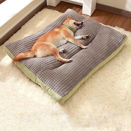 Ліжко для собак, подушка для собак, матрац у коробку для собак з антиковзким дном, собаче ліжко для маленьких, середніх та великих собак, знімний та пральний чохол, зелений, XXL, Green