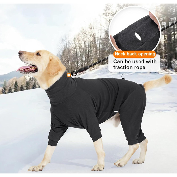 Зимовий одяг для собак з ніжками - тепла куртка з поліестеру для малих, середніх та великих собак. Повний захист, м'яка та зручна (для дому/на вулицю, сніг). Колір: темно-сірий, розмір: L