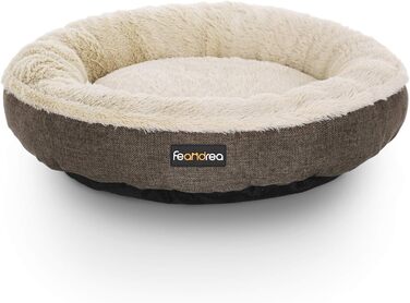 Кругле ліжко для собак та котів Feandrea, Donut, діаметр 55 см, коричневе, PGW55C, 55x55x12 см