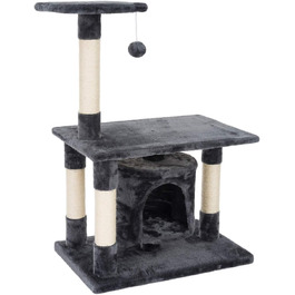 Драбина-кіготь для котів JAMAXX H-90cm з ігровим м'ячем та плюшевою платформою (сірий)