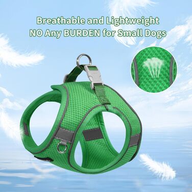 Нашийник та поводок для цуценят, комплект для прогулянок, нашийник-трансформер, м'який, дихаючий, аксесуари для домашніх тварин, світловідбиваючі смуги, для дуже маленьких собак та котів, XXXS (Обхват грудей: 8.5 - 10 см), Зелений, XXXS