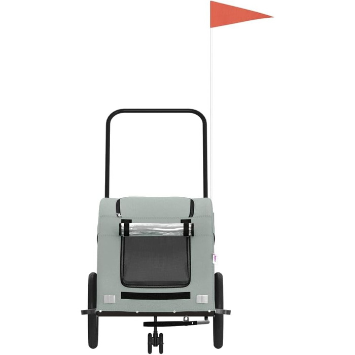 Причіп для собак Fasba: надійний та безпечний причіп для велосипеда, сірий, з прапором та відбивачами, для собак та котів, 63.5 x 124.5 x 66 см