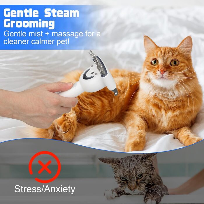 Парова щітка для собак та котів, 2-в-1 з UV-стерилізацією, для вичісування ворсу та підшерстка