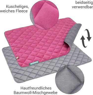 Підстилка для собак Doctor Bark - флісова двостороння, 100x80 см, рожевий/світло-сірий, для великих собак, миється до 95°C