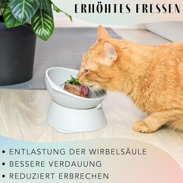 Підвищений годівниця для котів ne&no® Silikon з регульованим нахилом, сірий колір каменю | годівниця для котів | миска для котів