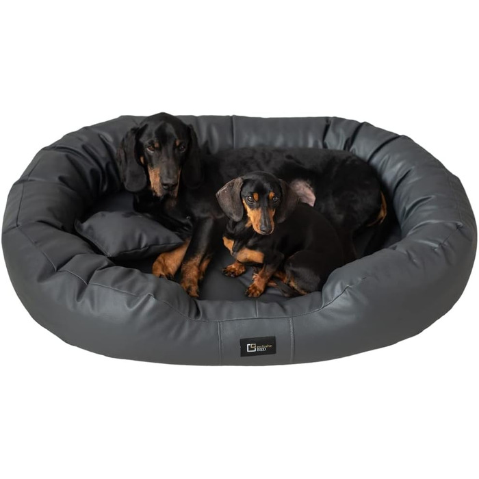 Ортопедичне ліжко для собак Ненсі Преміум, велике, середнє, маленьке - подушка для собак, килимок для собак з еко-шкіри, неслизьке, довговічне, зносостійке, міцне (XXL, Антрацит)
