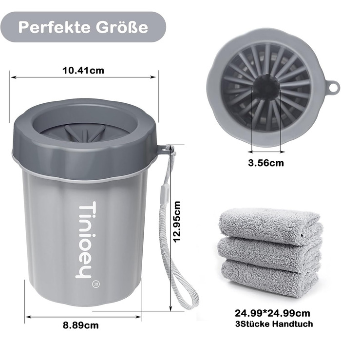 Очисник лап для собак з рушниками (3 шт.) | Аксесуар для собак середніх порід | Очисник лап | Розмір M, сірий