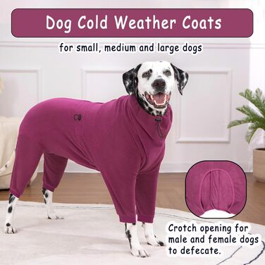 Теплий зимовий пуловер для собак Axcimond з флісу, з блискавкою, для маленьких, середніх та великих собак, тепла куртка для собак, одяг для собак, піжама для собак (M, Маджента)