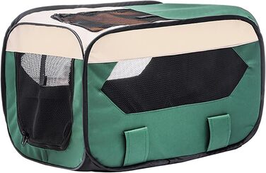 Складана переноска для собак та котів, 600D водонепроникна тканина, переноска для тварин для подорожей та дому, авто-переноска для котів та собак (Зелений, XL-80*56*56)