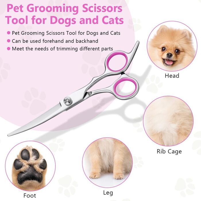 Набір для грумінгу собак, 4 частини: ножиці для нігтів, ножиці для стрижки, витончувальні ножиці та гребінець. З нержавіючої сталі, для собак, котів та інших тварин