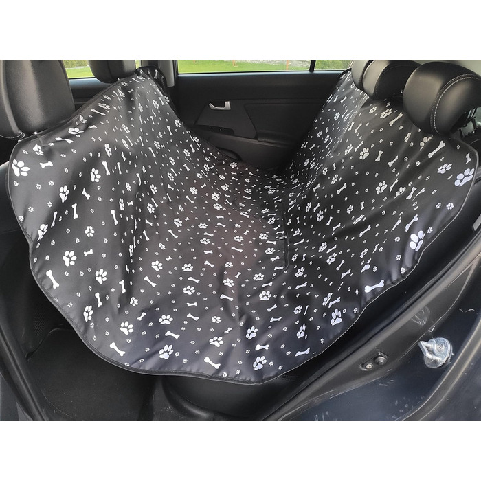 Водонепроникний захисний килимок для автомобіля для собак та котів 137x153 см (3 кістки, чорний)