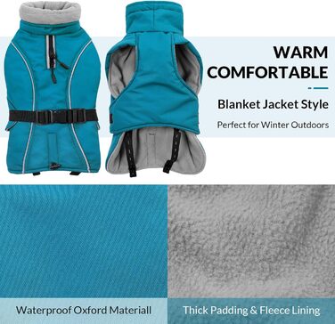 Водонепроникний зимовий одяг для собак Queenmore XL, теплий пуховик для великих собак, синій, X-Large