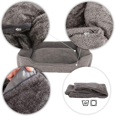 Килимок для собак Lionto знімний, сірий, 110x80 см. М'яке ліжко для домашніх тварин з комфортним входом, з антиковзким дном