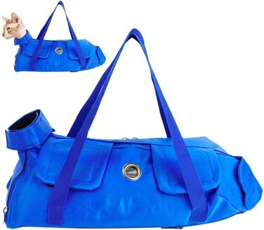 Транспортувальна сумка для собак та котів, дихаюча, з регулюванням, анти-подряпини та захист від укусів, для маленьких та середніх порід, блакитна