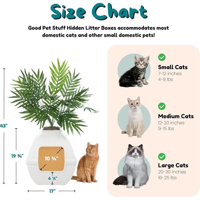 Квіткова кімната для кота Courtyard від Good Pet Stuff: закритий лоток з фільтром, легкий у догляді, біла береза