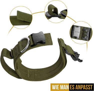 Нашийник для собак OneTigri з металевою застібкою (S, Ranger Green)