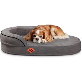 Laifug Овальне собаче ліжко з Memory Foam, 91.4 x 63.3 x 20.3 см, темно-сіре, ортопедичне, з водонепроникним покриттям та знімним, пральним чохлом. Розмір Large, темно-сірий